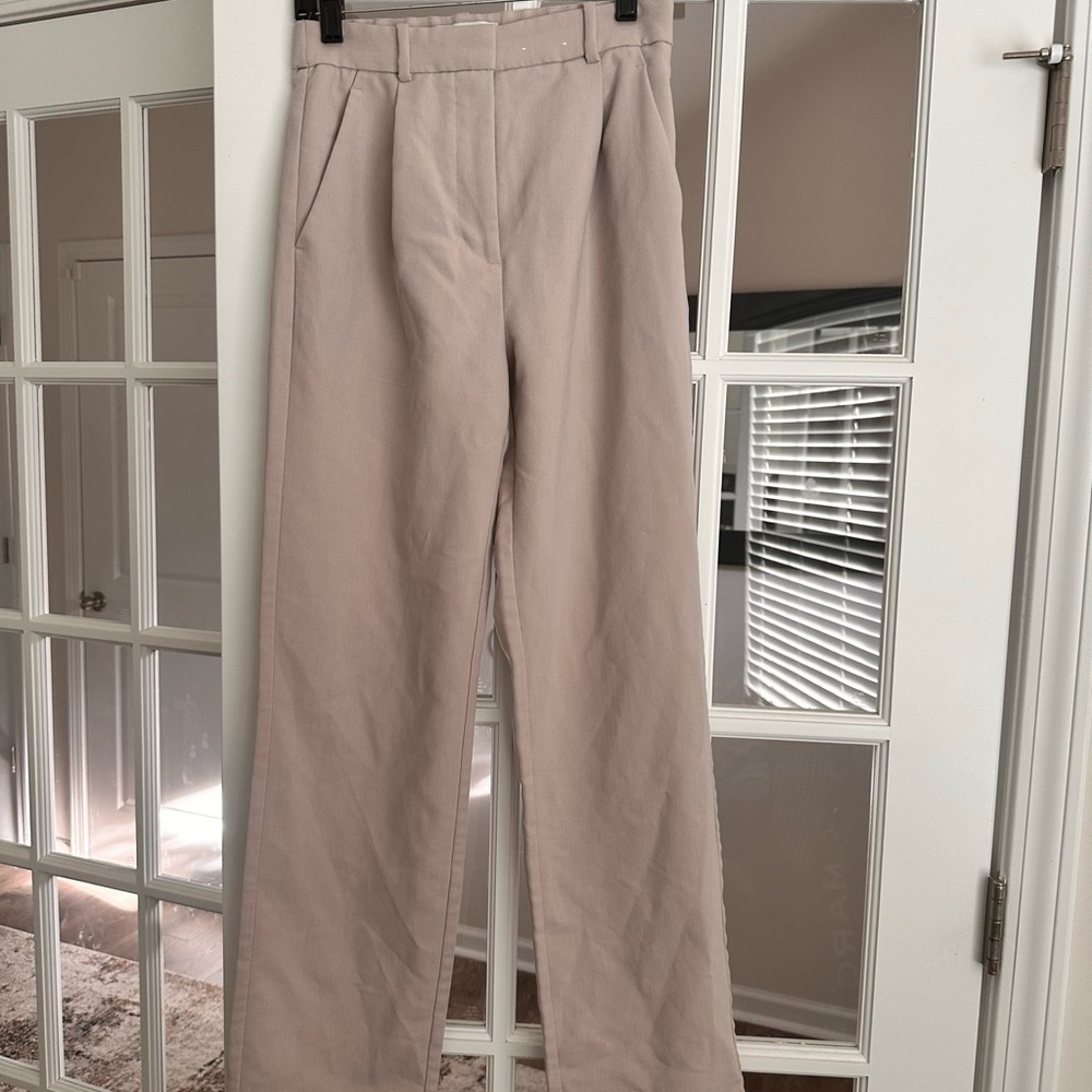 Abercrombie & Fitch Wide Leg Pants in Light Taupe